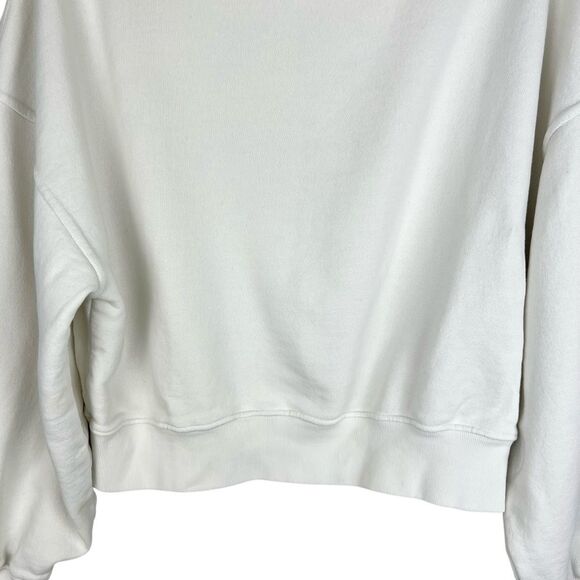AGOLDE Balloon Sleeve Turtleneck Sweatshirt Sz S Ivory Relaxed Casual Chic - Picture 6 of 14